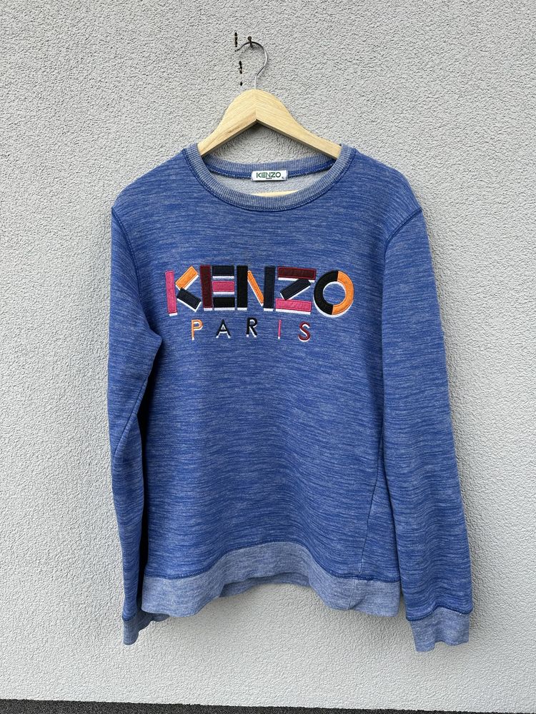 KENZO XL niebieska bluza damska crewneck haft logo