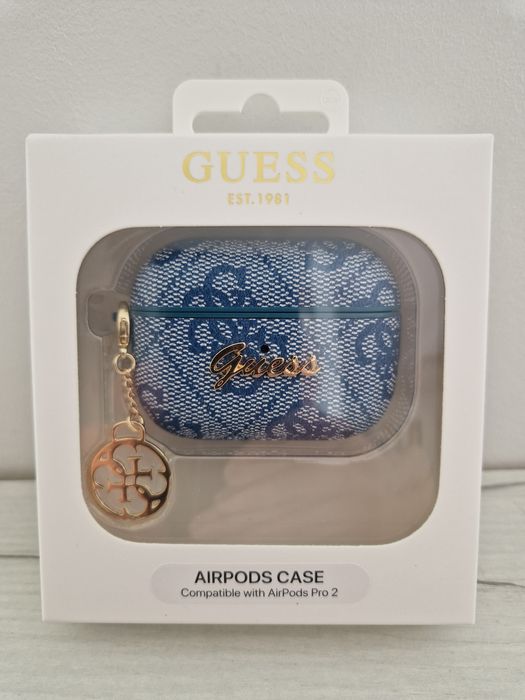 Oryginalne Etui GUESS 4G Charm Collection do Airpods Pro 2 Niebieski