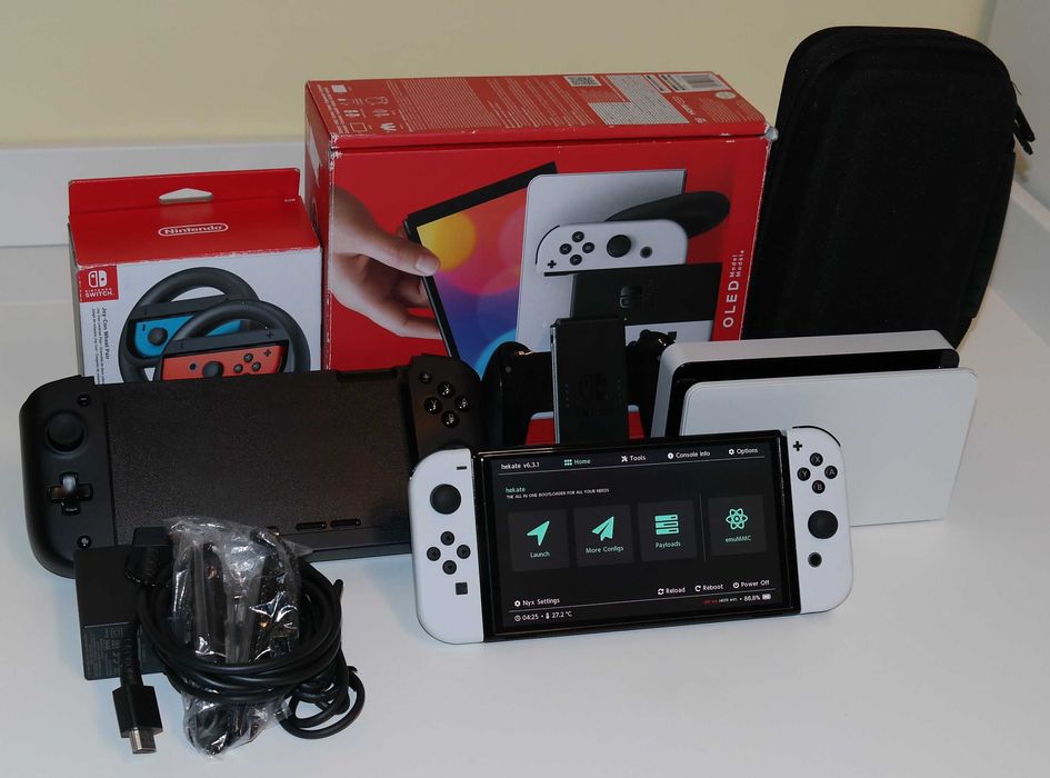 Nintendo Switch Oled CFW Kamikaze, 256GB + NitroDeck, Kierownice