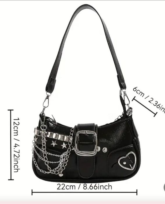стильна сумка Y2K 
Трендовий аксесуар з ланцюжками та металевими дет
