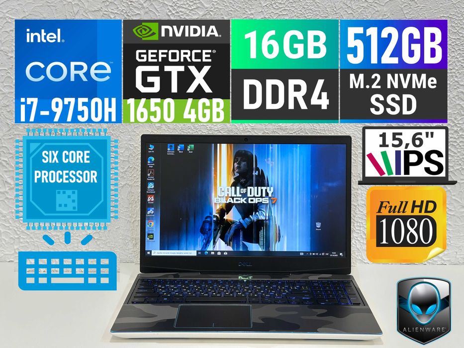 Ігровий Dell G3 3590/15.6"/6(12)ядра i7-9750H/16Gb/512gbSSD/GTX1650 4g