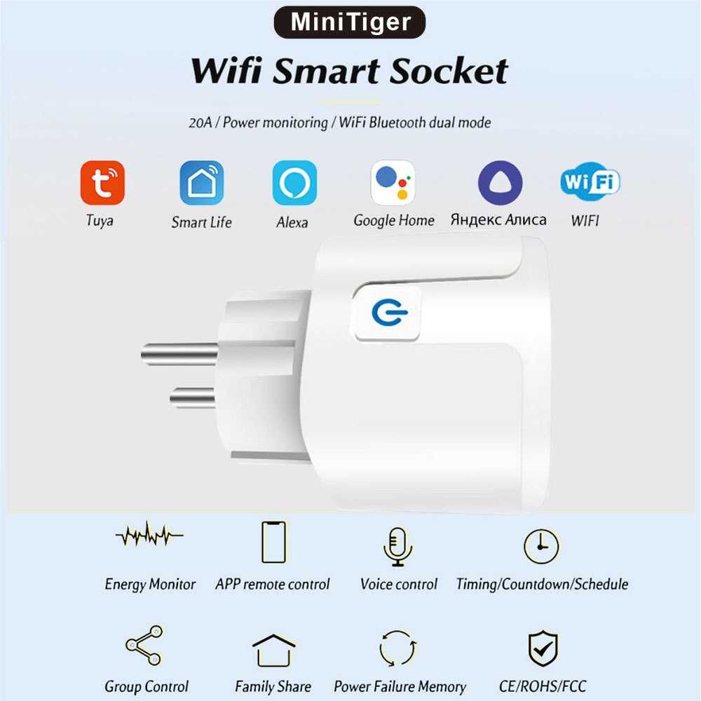 Gniazdko tuya smart life wifi 20A