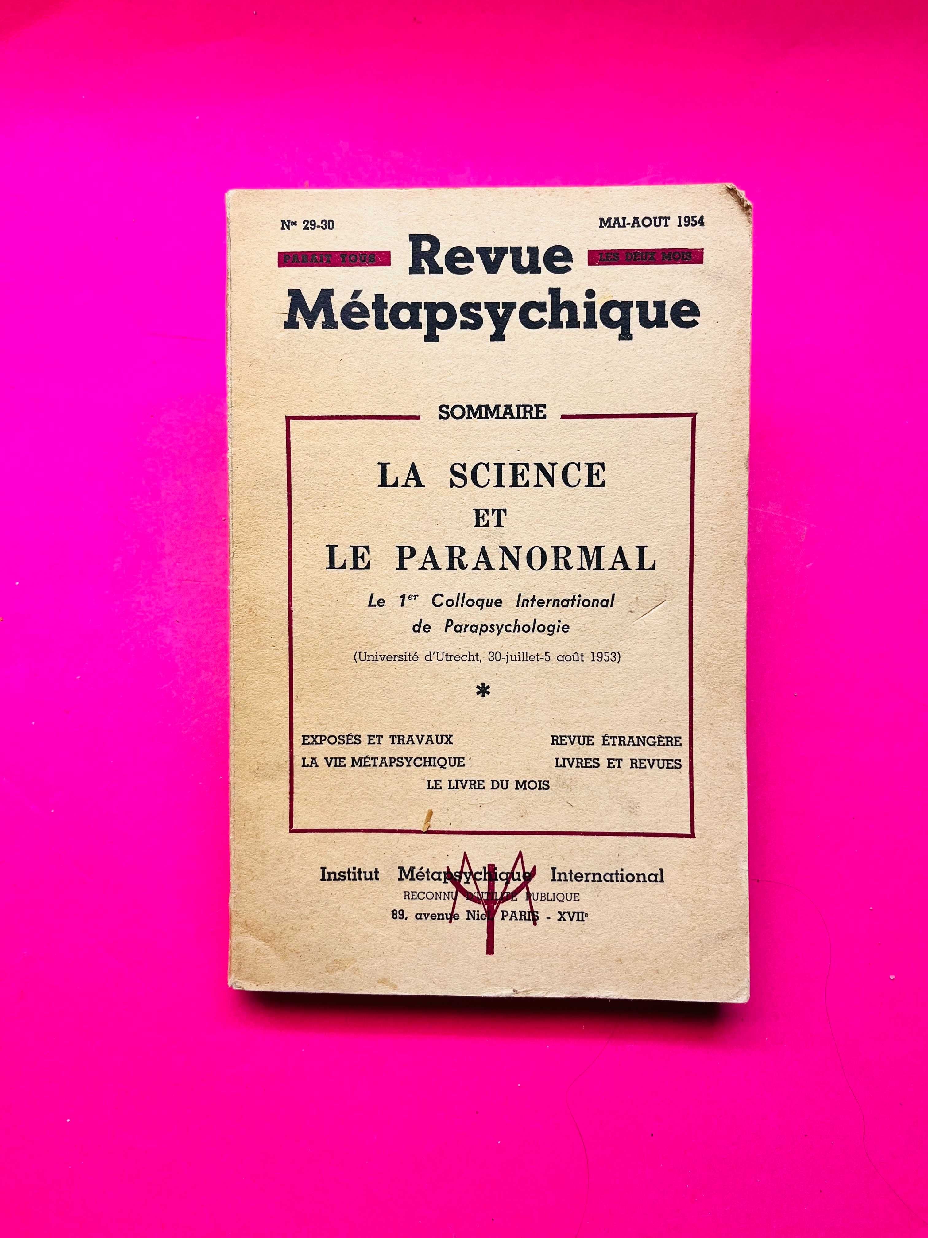 Revue Métapsychique - Le 1er Colloque International de Parapsychologie