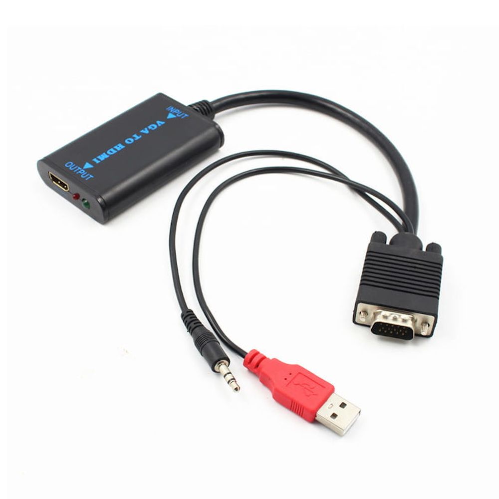 Konwerter z VGA męskie na HDMI żeńskie + audio jack 3,5mm kabel