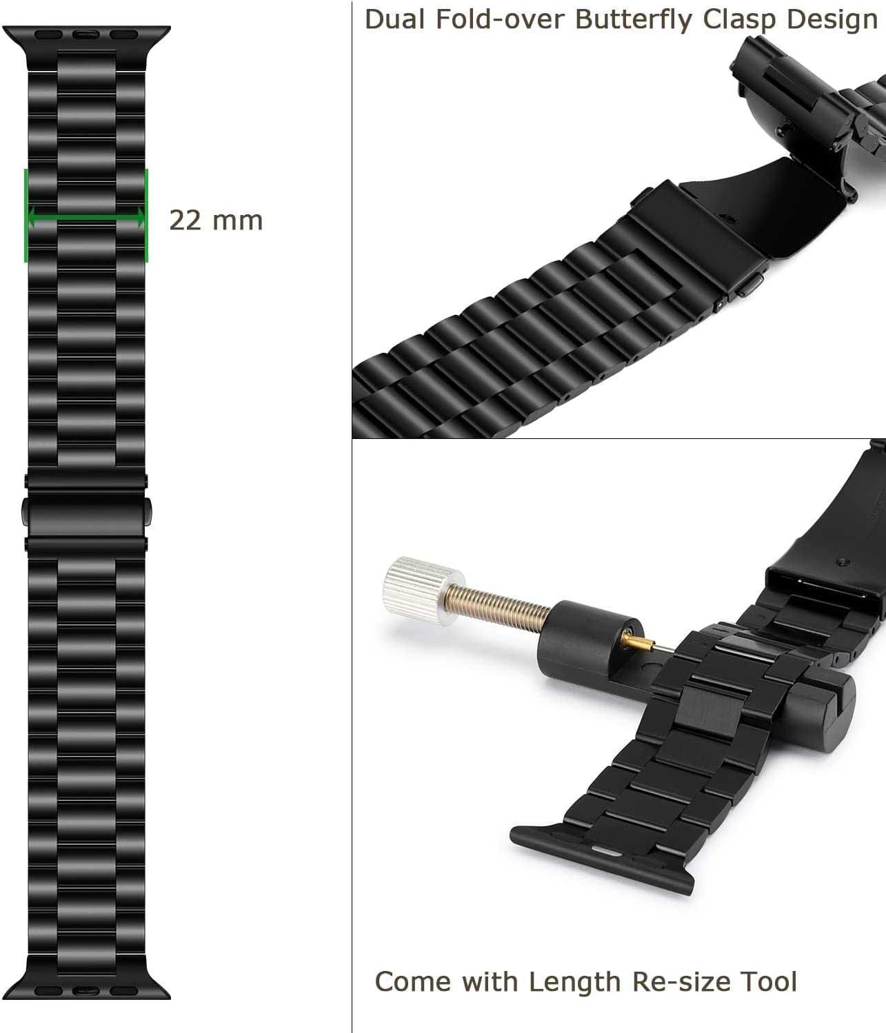Tasikar bransoleta Apple Watch 8 / 7 6/5/4/3 2 1 SE czarna 41/40/38mm