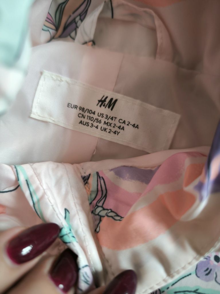 Kurtka wiosenna wiatrówka dziecięca jednorożce H&M 98-104