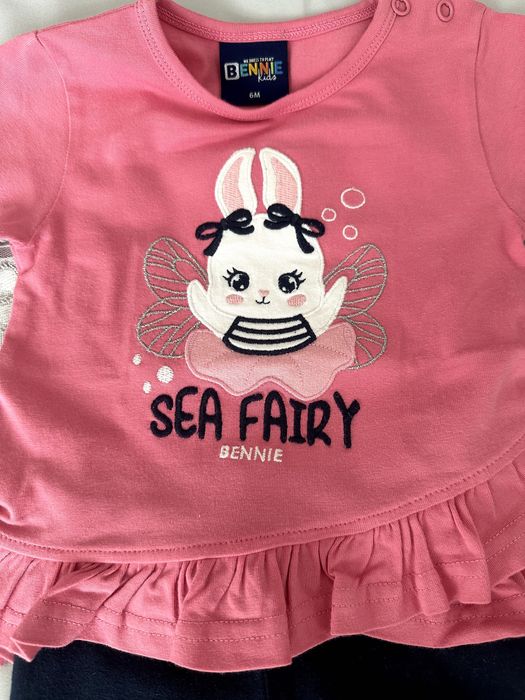 Fato Bebé Camisola Rosa + Calças Azuis 6M NOVO