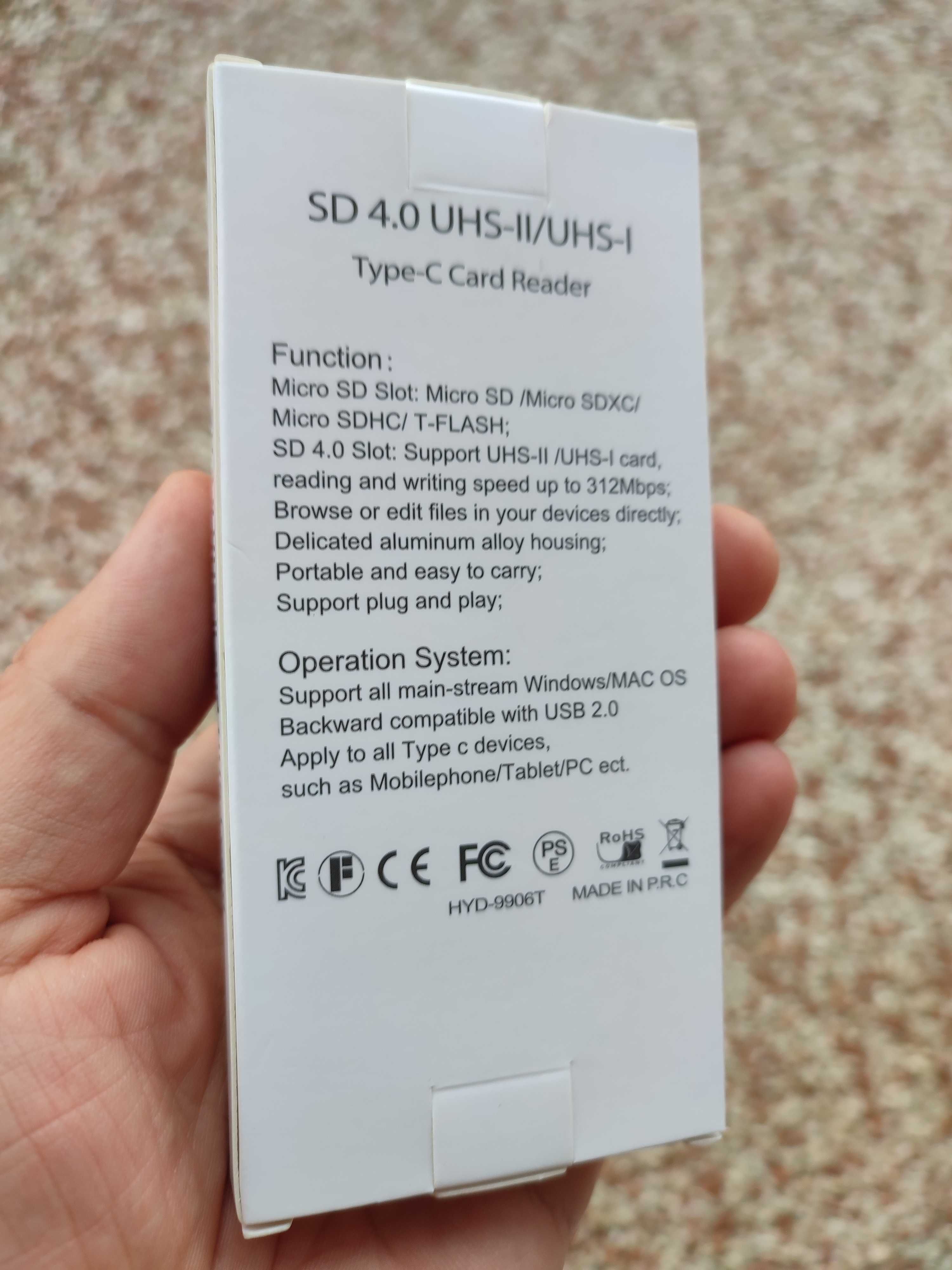 Szybki czytnik kart pamięci SD, microSD. UHS-II / UHS-I. SD4. USB-C.