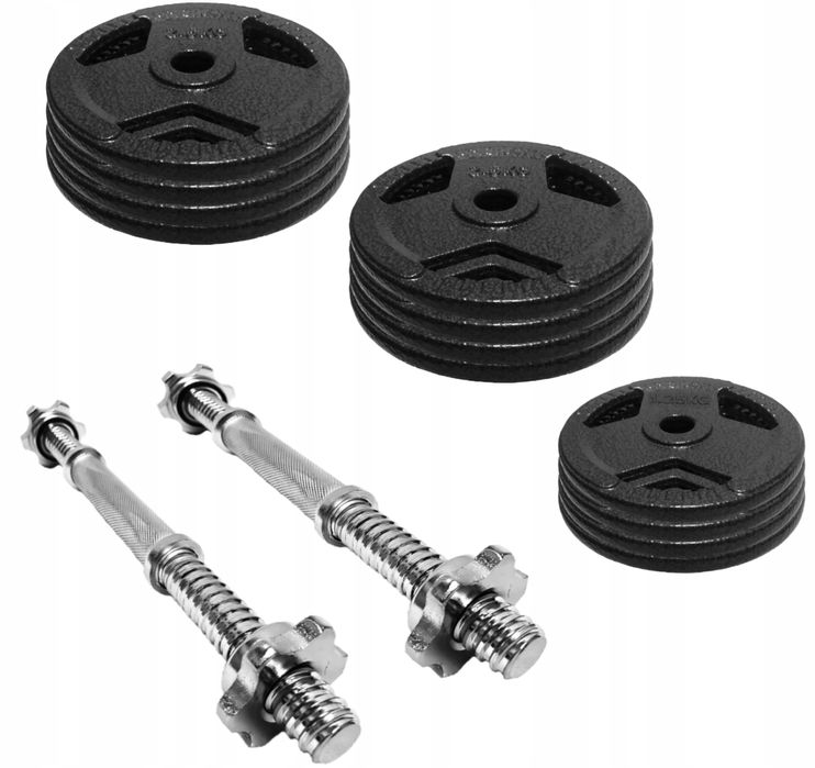 HANTLE HANTELKI 30 kg 2x15 kg ŻELIWNE treningowe do ćwiczeń CIĘŻARKI