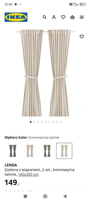 Zasłona zasłony Ikea Lenda 140/300