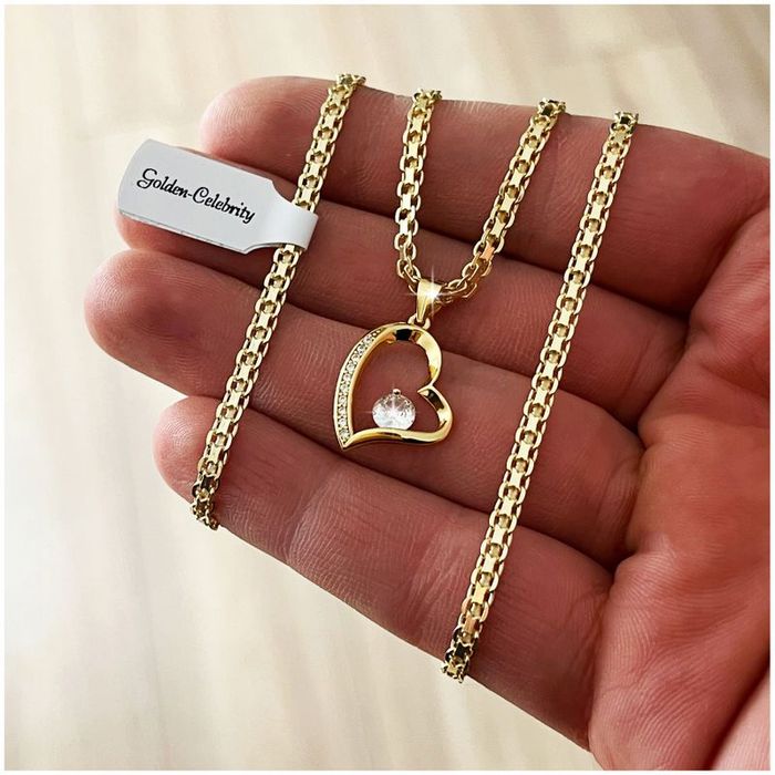 Złoty Naszyjnik Serce Pr 925/585 Łańcuszek Zawieszka Na Prezent + Dedy