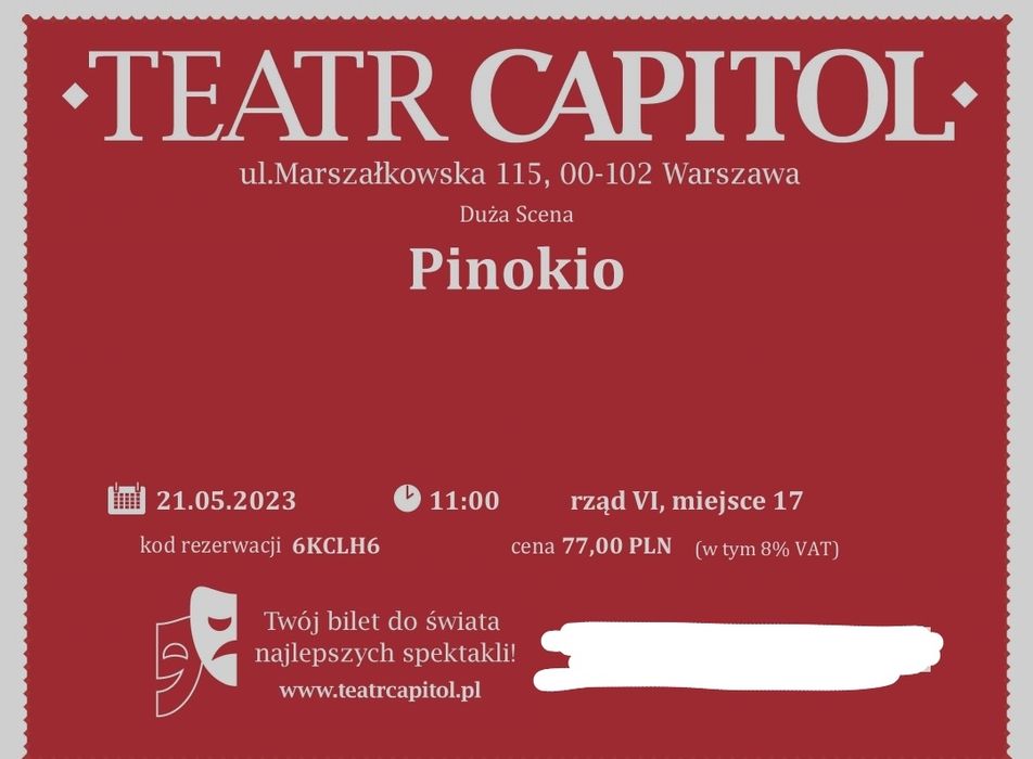 2 Bilety do teatru Capitol Warszawal 