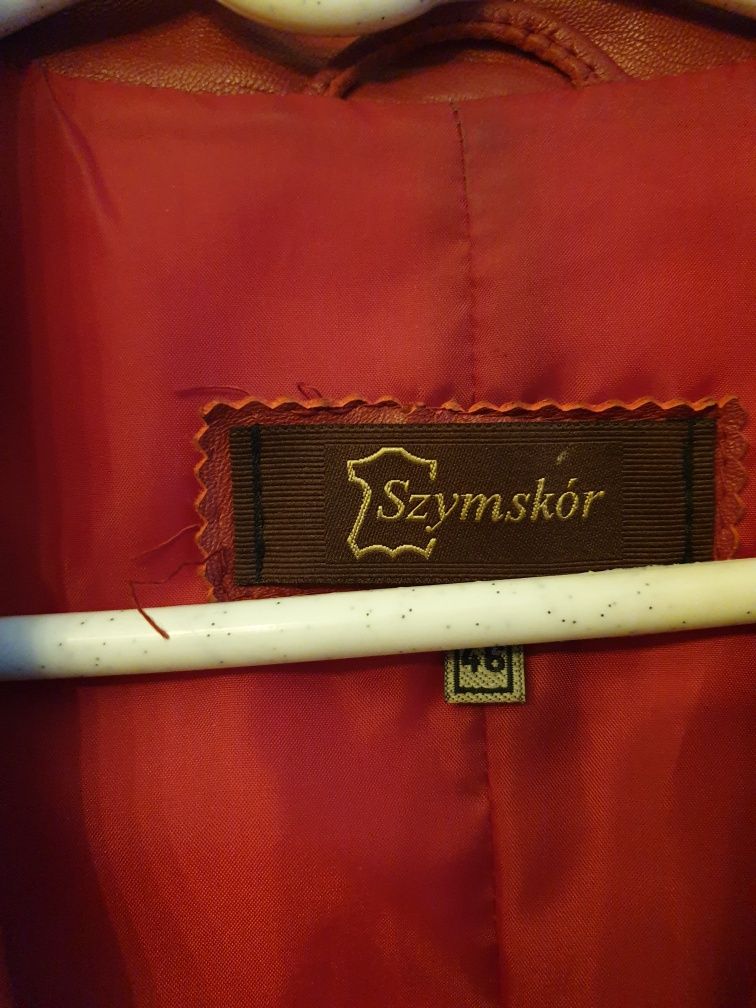 Ciemnoczerwona kurtka marynarka skórzana firmy Szymskor r.46 (42-44)