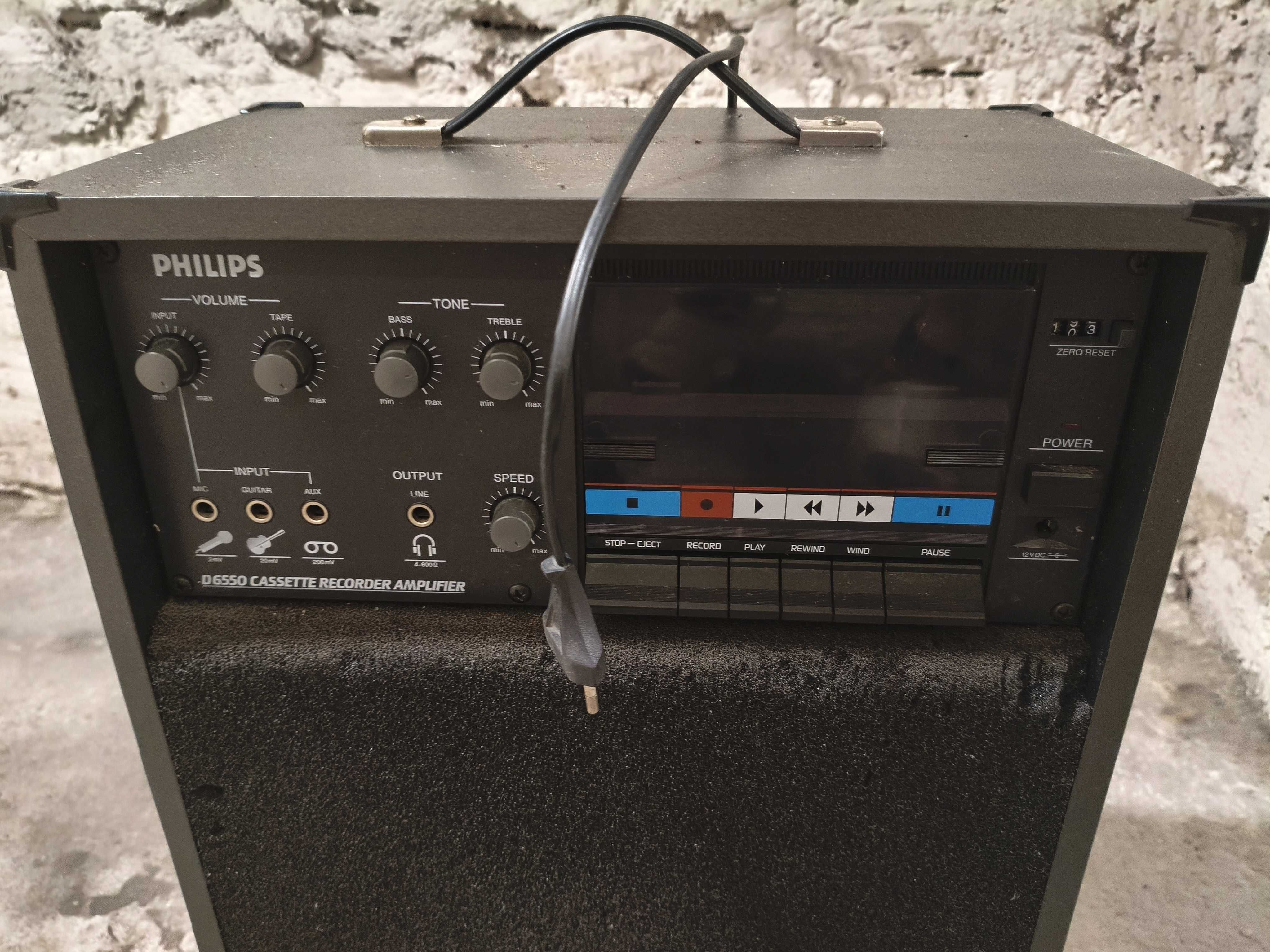 PHILIPS Wzmacniacz gitarowy i mikrofonowy ,kasety magnetofonowe