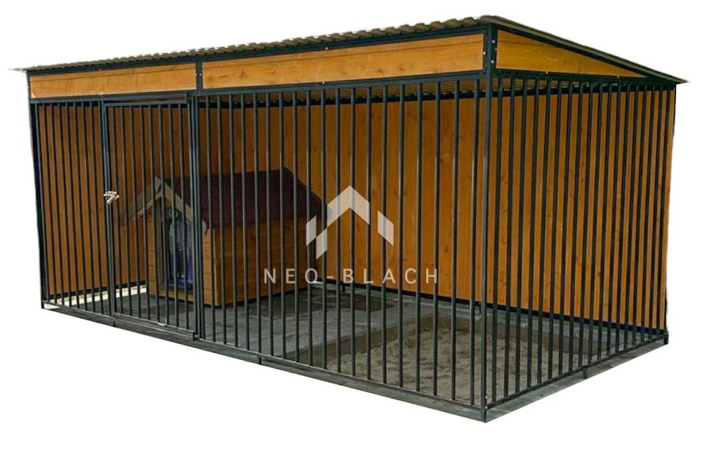 Kojec dla Psów 4x2m Wiatrołap - ściany zabudowane drewnem NB186 OLX