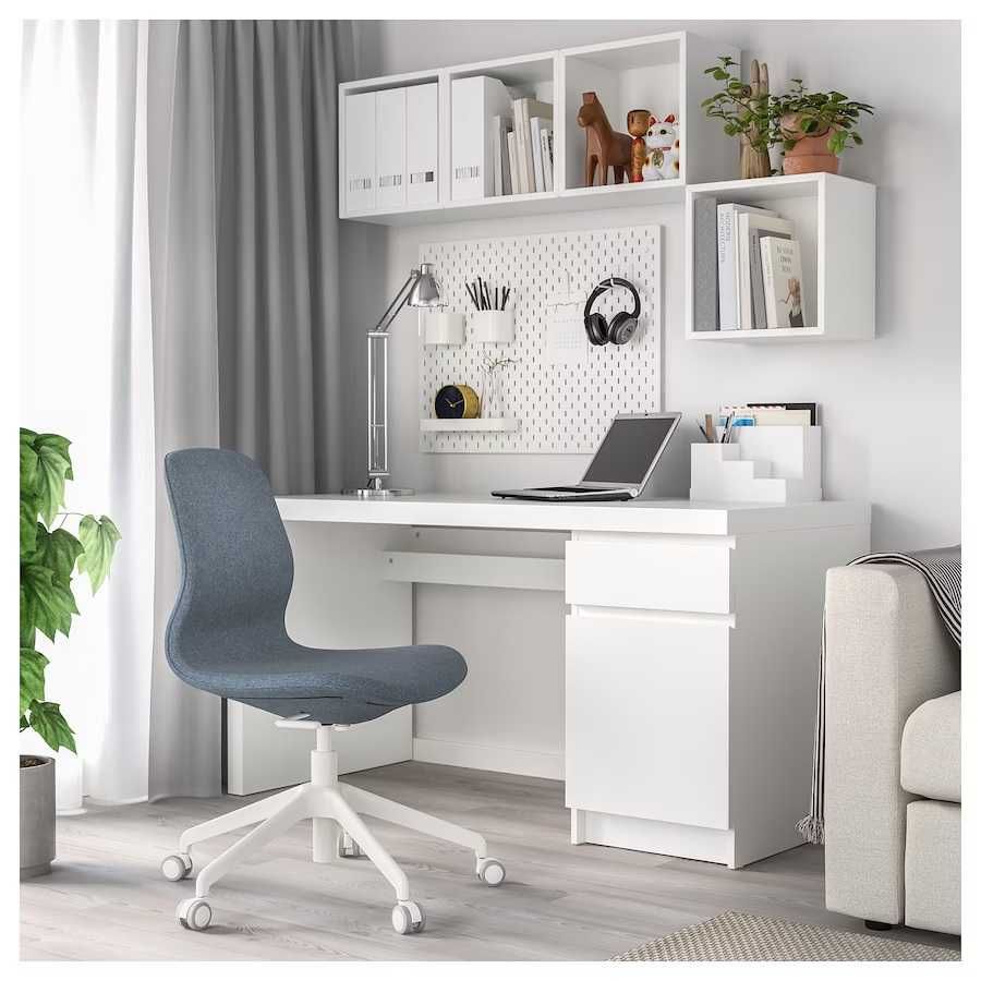 Ikea Krzesło biurowe obrotowe LÅNGFJÄLL NOWE  Gunnared niebieski/biały