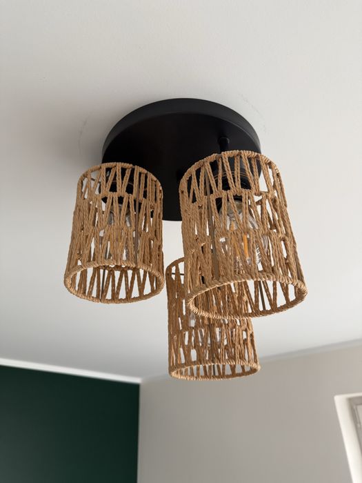 Lampa sufitowa 3 punktowa BOHO Rattanowa