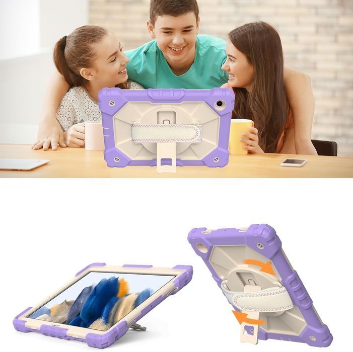Etui do iPad 9/8/7 10.2" z Podstawką i Paskiem na Ramię Fioletowe
