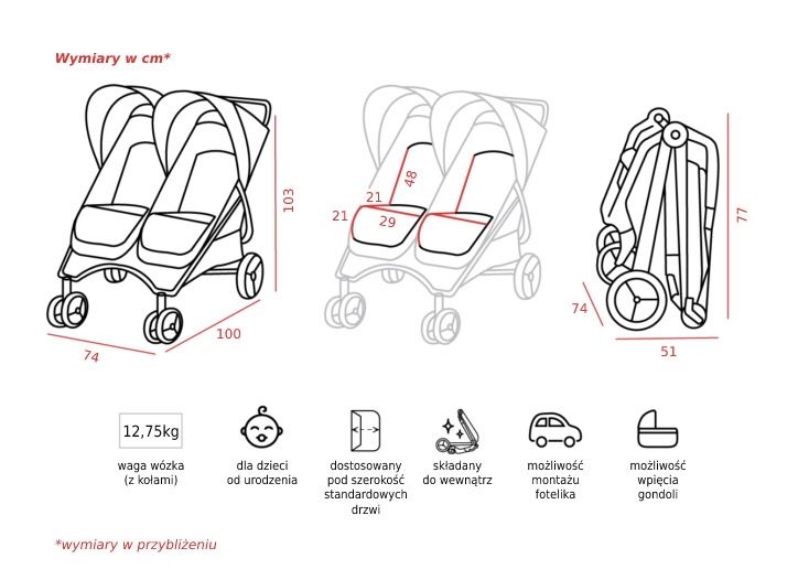 Wózek bliźniaczy Snap Duo Sport 600D