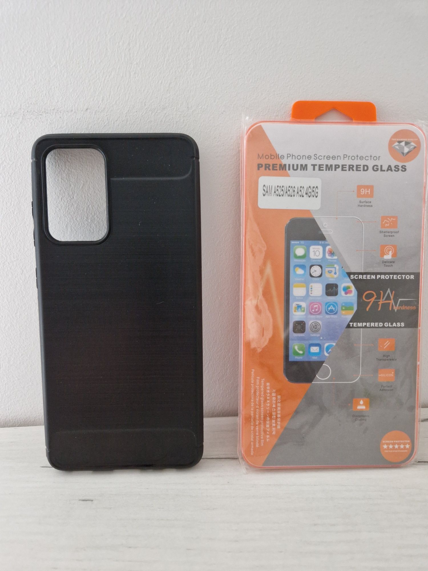 Zestaw do Samsung Galaxy A52/A52S Carbon + szkło Orange