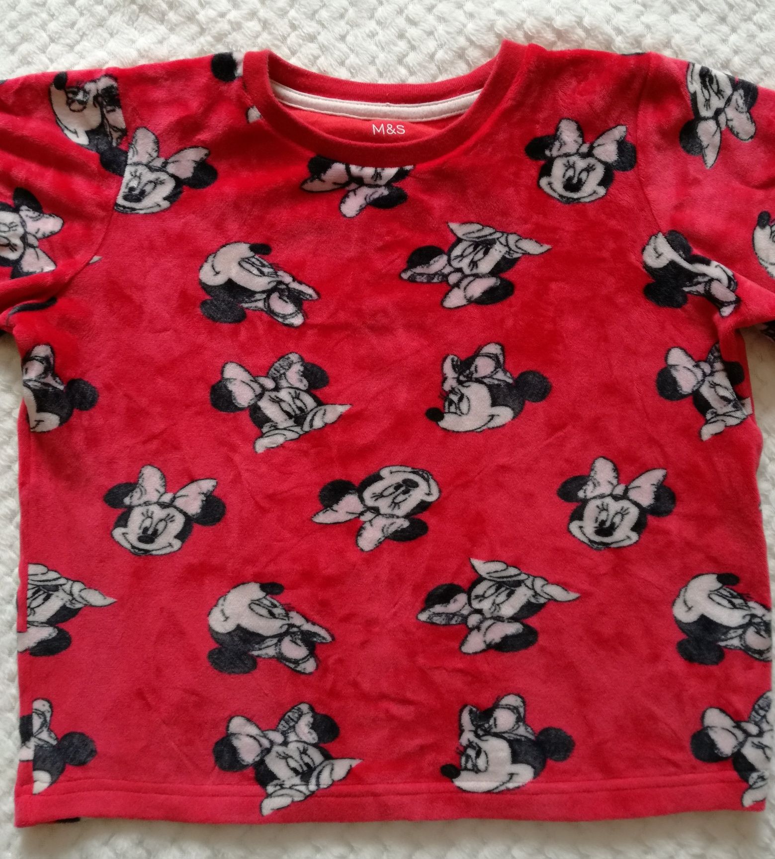 Welurowa bluzka dziewczęca z Myszką Minnie Disney M&S rozmiar 116