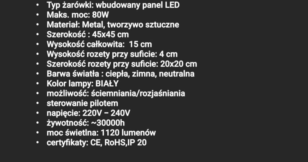 Lampa led z pilotem.