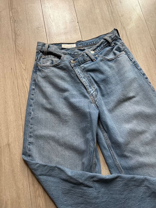 Zara широкі джинси з асиметричним поясом палаццо розмір 40