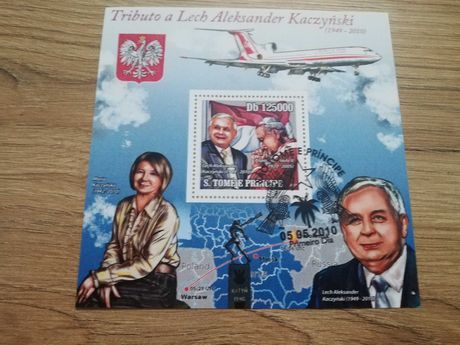 Katastrofa Smoleńska Prezydent Lech Kaczyński na znaczkach pocztowych