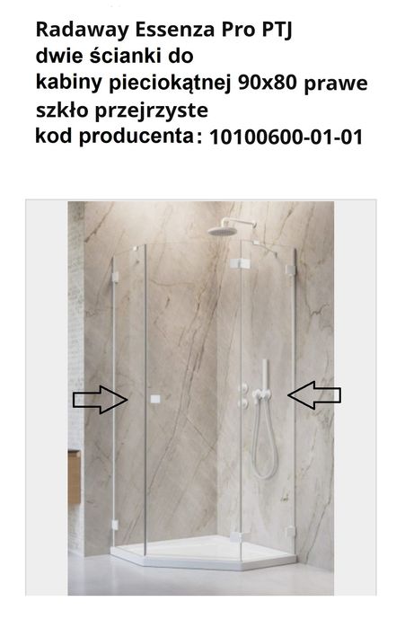 Radaway Essenza Pro PTJ kabina pięciokątna 90x80
