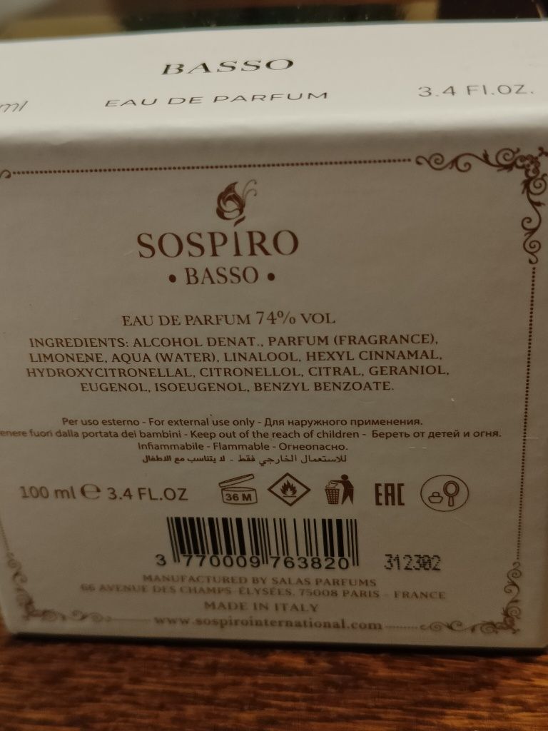 Sospiro Basso jak Roja Isola Blu, Oligarch, buteleczka 10 ml