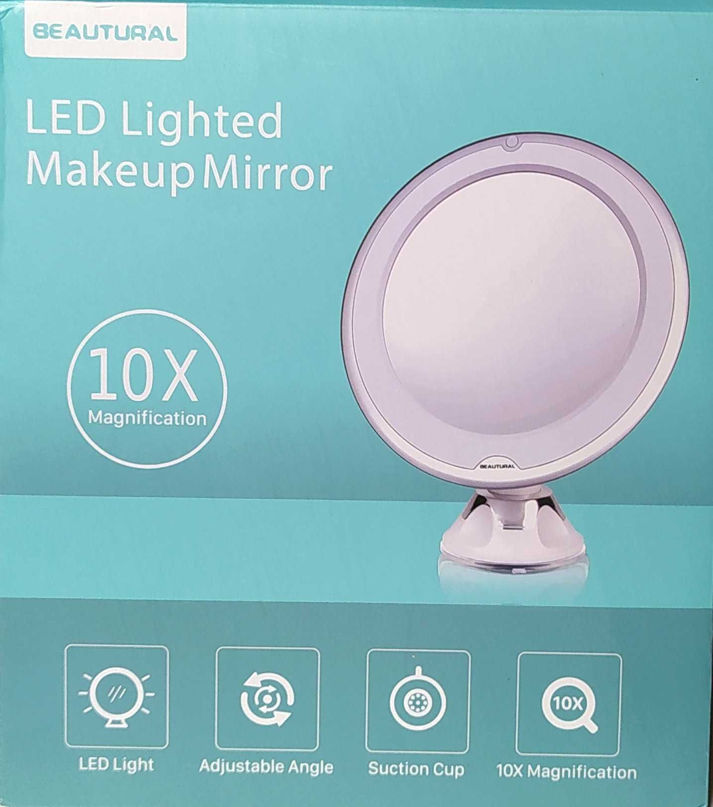 Lusterko Beautural LED Makijaż Powiększenie x10 Mocna przyssawka