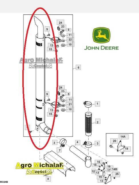 Tłumik  wydechowy rura  stal  John 6530, 6830, 6930, 7220, 7130, 7420