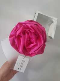 Велика рожева квітка брошка атласна троянда 13-14см фуксія