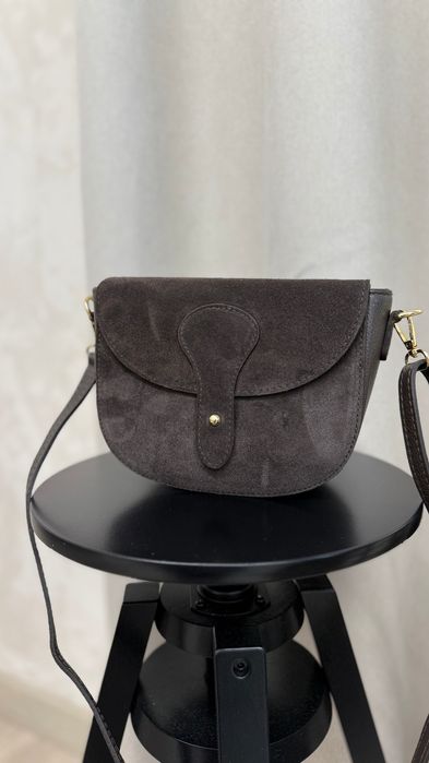 Listonoszka Laura Biaggi skórzana brąz czekolada zamsz