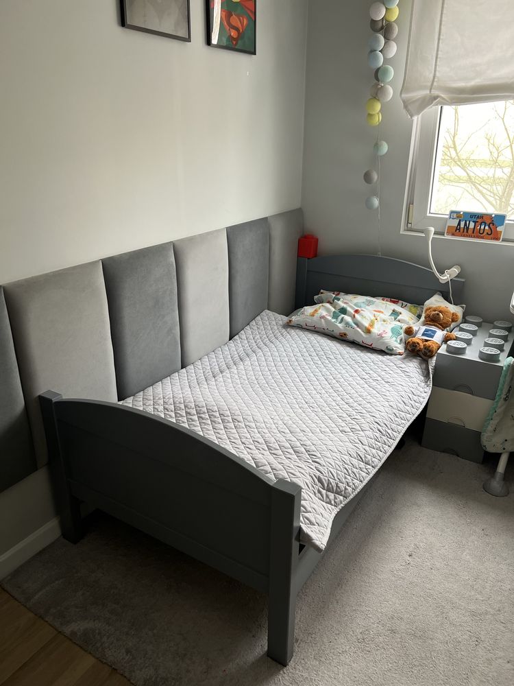 Drewniane Ikea łóżeczko łóżko materac 160x80 dziecięce 80x160 szare