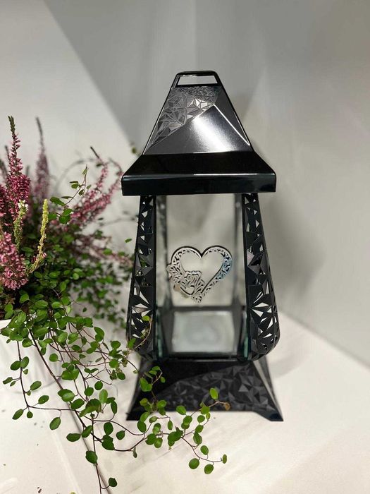 Elegancki Znicz Kapliczka lampion Verso Ażur Duża 38 cm złoty srebrny