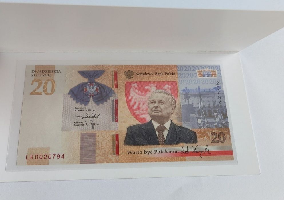 Banknot kolekcjonerski 20 zł Lech Kaczyński.