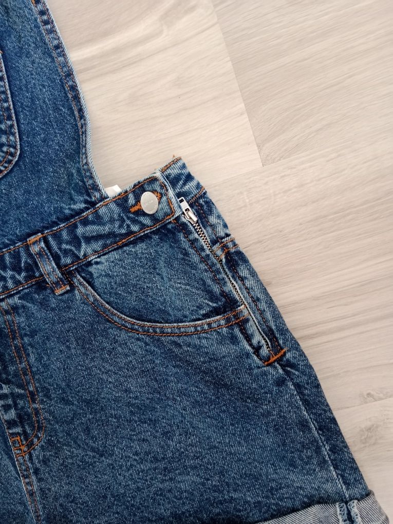 Jeansowe krótkie spodenki damskie ogrodniczki h&m M