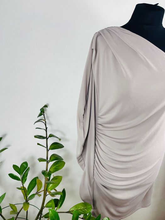 Beżowa szara sukienka na jedno ramię Asos rozmiar L/XL