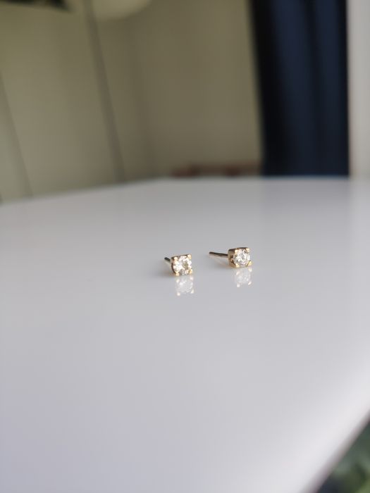 kolczyki złote z brylantami 0,35 ct VS/G wycena CERTYFIKAT