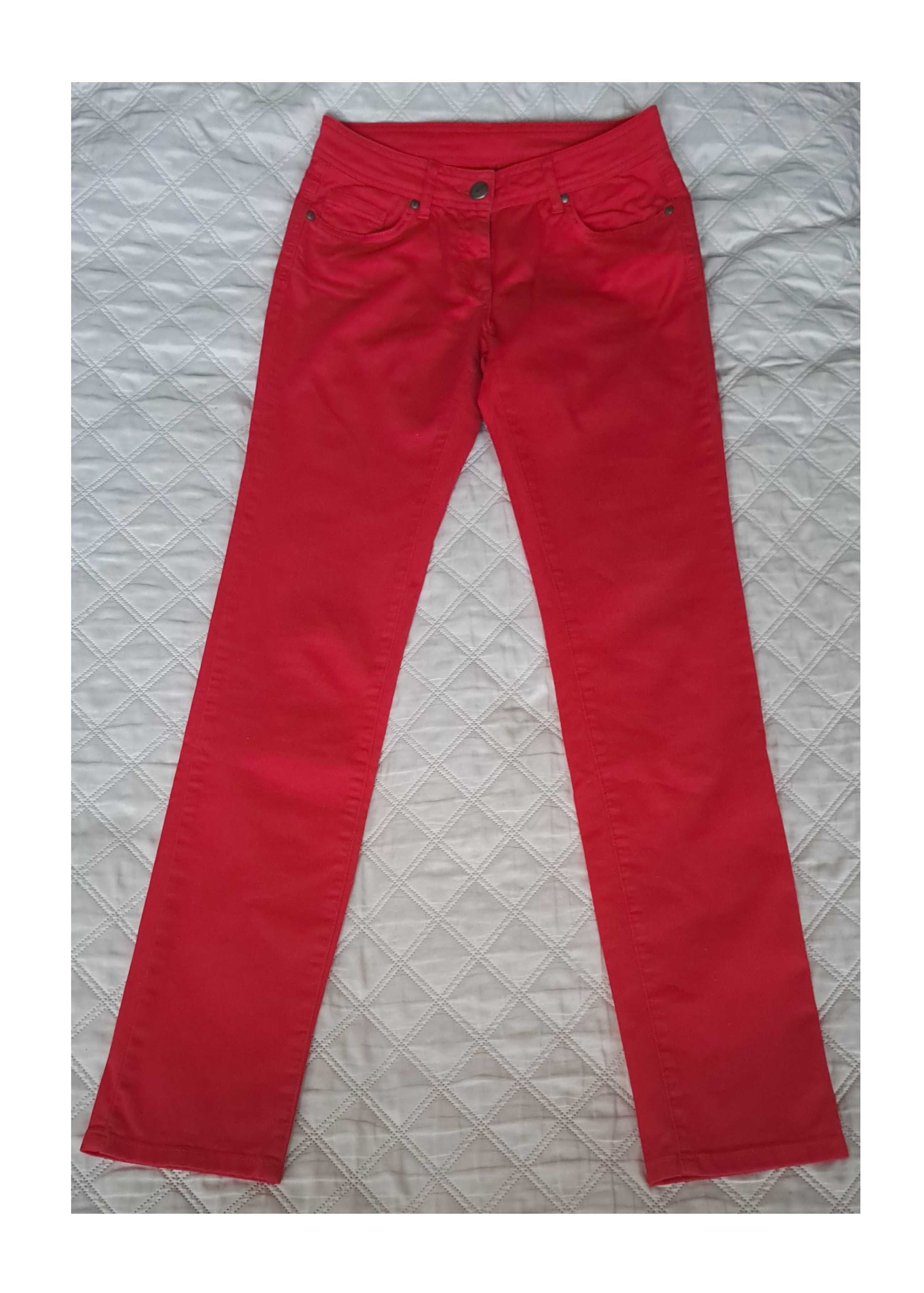 Czerwone spodnie jeansy skinny F&F