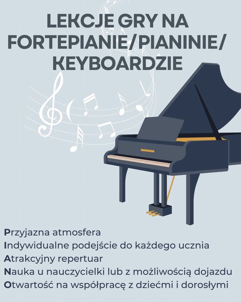 Lekcje gry na fortepianie/pianinie