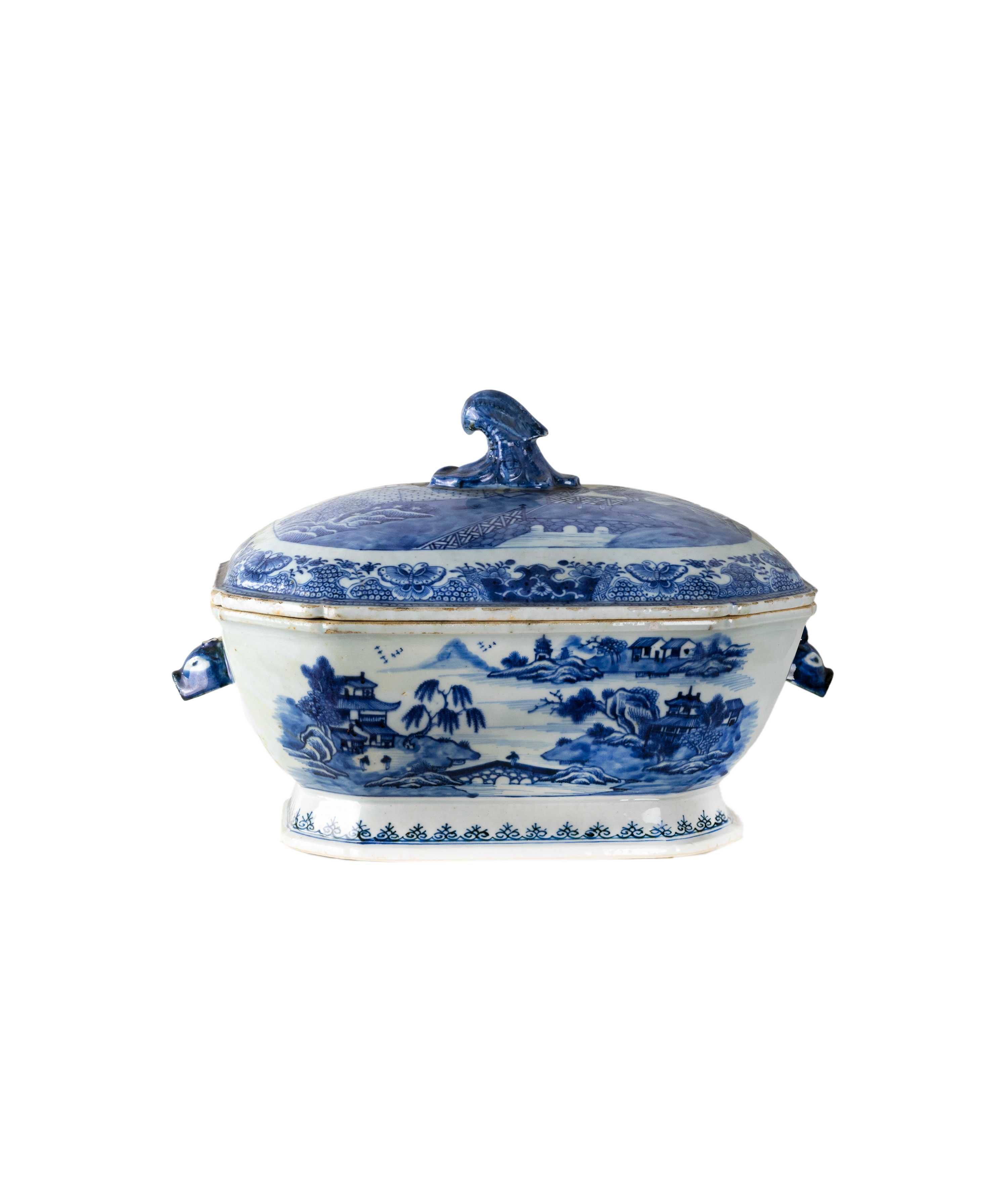 Terrina porcelana chinesa azul Cantão Jiaqing | 1798