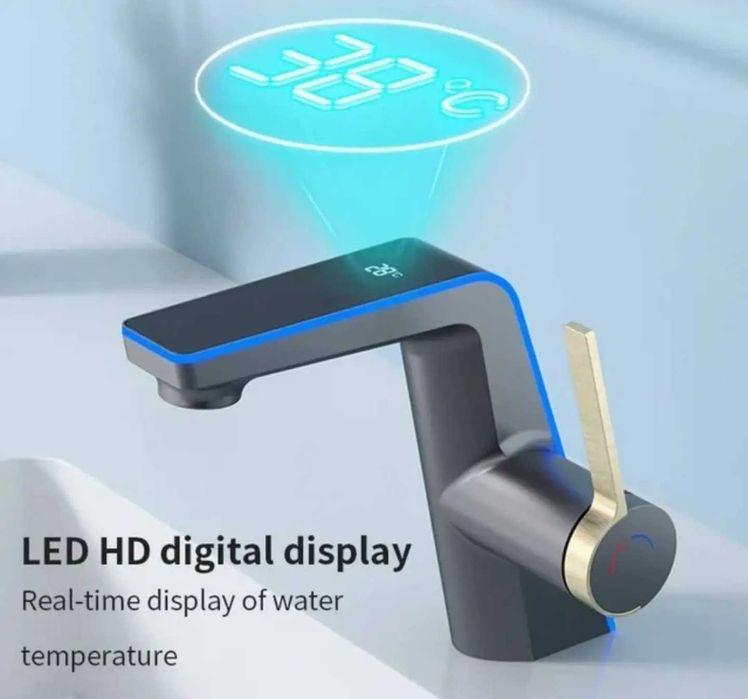 Torneira casa de banho, modo duplo com visor de temperatura de Luxo