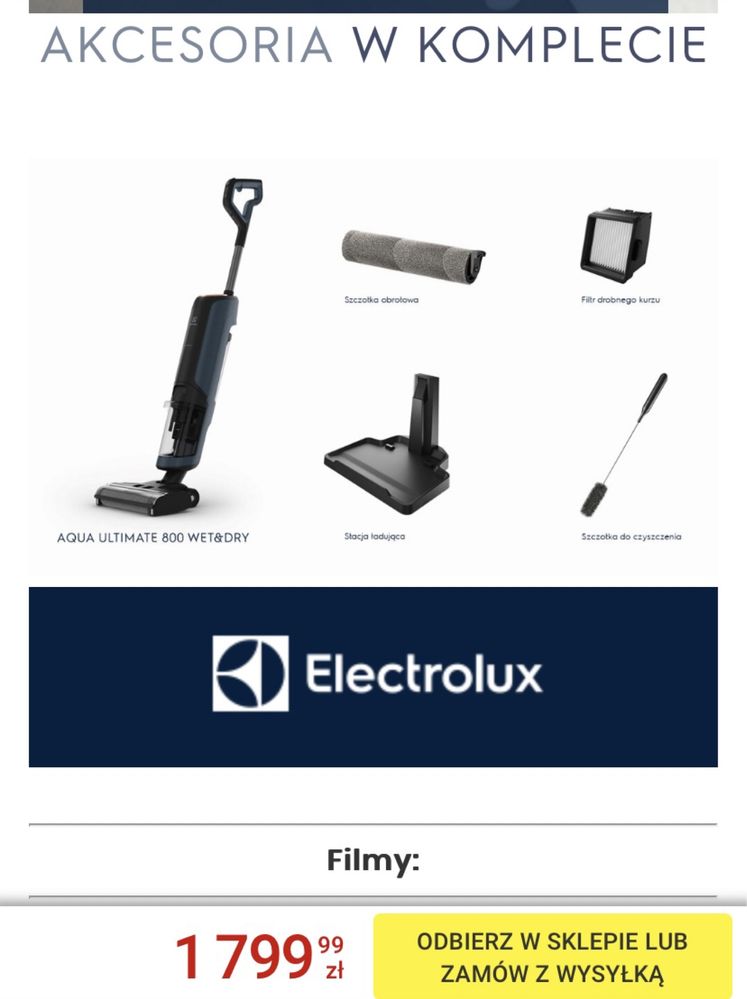 Odkurzacz ELECTROLUX EW81U3DB Aqua Ultimate 800 Wet&Dry