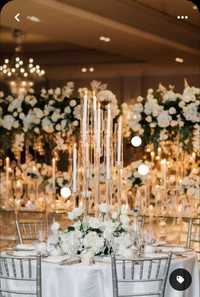 Świecznik 8-ramienny transparentny 125 cm, dekoracje wesele ślub