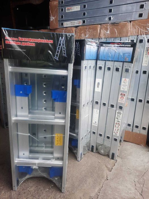 Лестница алюминиевая драбина трансформер WERK 4х3 з платформою