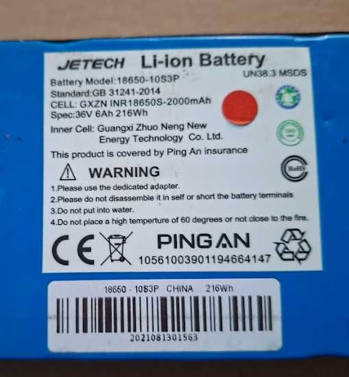 Bateria Akumulator do Hulajnogi Elektrycznej 36v 6Ah