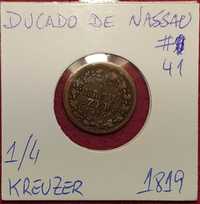 Ducado de Nassau - moeda de 1/4 de kreuzer de 1819 km 41