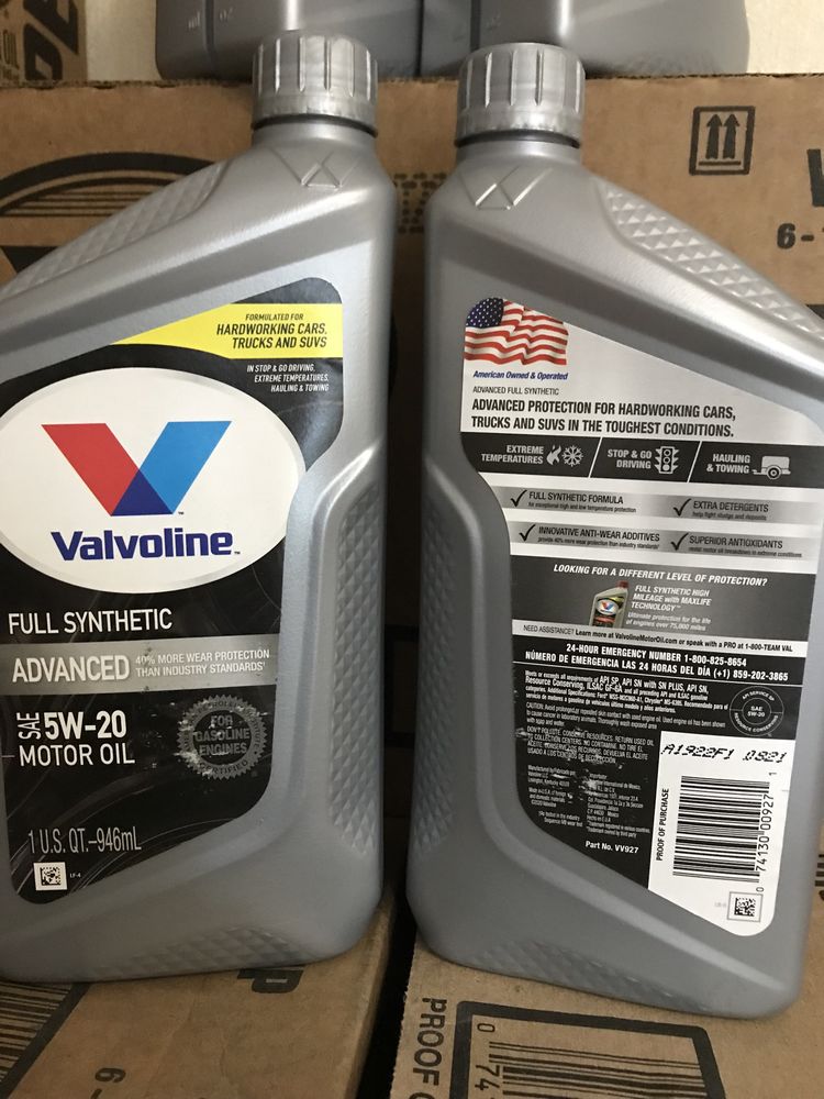 Масло VALVOLINE 5W20 , 5W40 0W20 5W30 . США 100 % . Одна кварта .